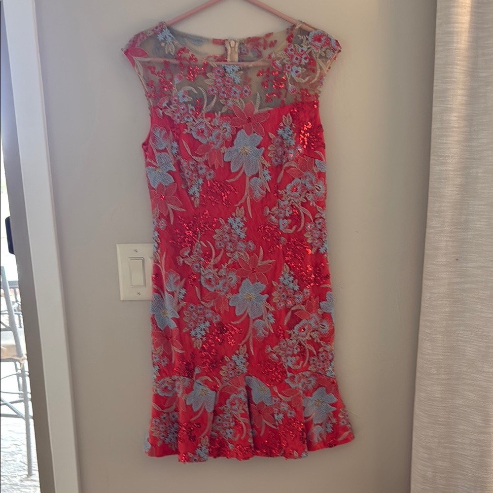 Elegant Red Floral Dress